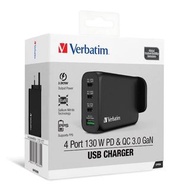 Verbatim 4 Port 130W PD 3.0 &amp; QC 3.0 GaN USB充電器(66634)【香港行貨】