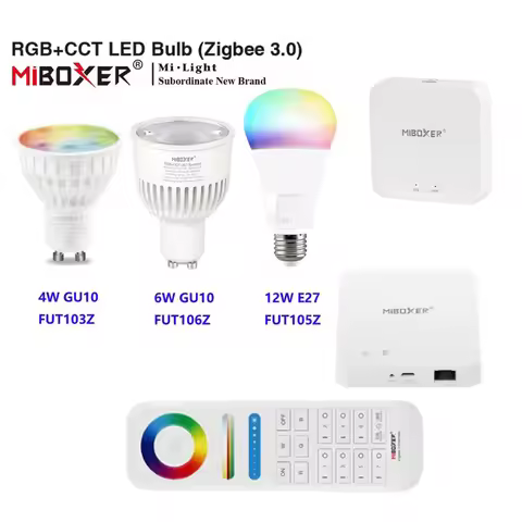 Miboxer Zigbee RGB+CCT LED Bulb Light 4W/6W/12W GU10 E27 Smart Dimmable Spotlight Lamp FUT089Z RF Re
