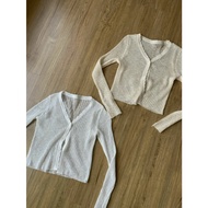 [SOULKKYO] Sheer Cardigan- White & Beige