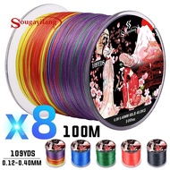 Sougayilang X8 PE Braided Line - 8-Strand 100M 0.6#-6.0# (22-88LB) for Fresh/Saltwater Fishing, Supe