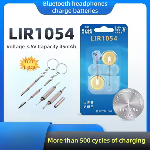 LIR1054 45mAh 3.6V rechargeable button battery for TWS Bluetooth headset smart wear