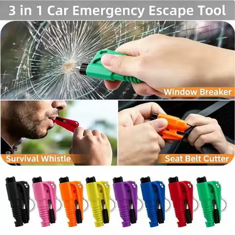 Compact 3-in-1 Safety Hammer Car Escape Tool Window Breaker Seat Belt Cutter Rescue Whistle Emergenc
