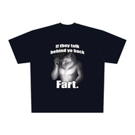 2025 Black T - Shirt Cartoon Wolf Graphic "if They Talk Behind Yo Back Fart." Text Humorous Sarcasti
