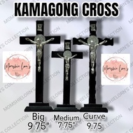 Kamagong Cross w/ Benedict medal | Wood Crucifix Stand 7.75" & 9.75"