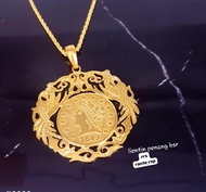 Kalung koin rupiah ringgit lapis emas 24 k asli cantik mewah anti karat