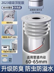 洗衣機下水道止逆閥防反水排水管地漏接頭止回閥防返臭神器密封塞(60-65mm管用）