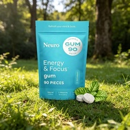 Neuro Energy & Focus Chewable Gum Peppermint 90 Pieces Natural Caffeine L‑theanine Supplement