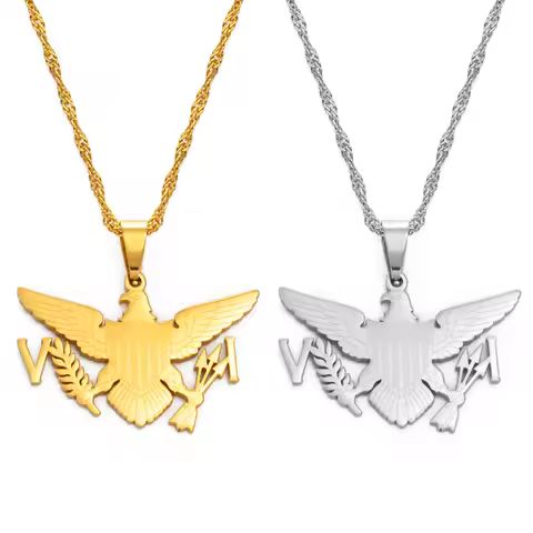 Anniyo The United States Virgin Islands Flag Pendant Necklaces for Women US VI Virgin Jewelry #16502