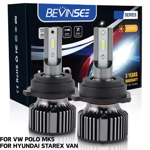 BEVINSEE H7 LED Headlight With Customised Buckle/Adapter, for VW Polo MK5, for SKODA Octavia, for Hy