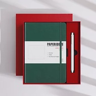 PAPERIDEAS 精美禮盒組 A5子彈筆記本 頁碼硬面綁帶筆記本 與成功有約的子彈筆記術 紅色-聖誕綠