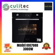 CULITEC Electric Oven ODE708B (70L) Built-in Ovens 3 Layers Glass Door Kitchen Baking Defrost Grilli