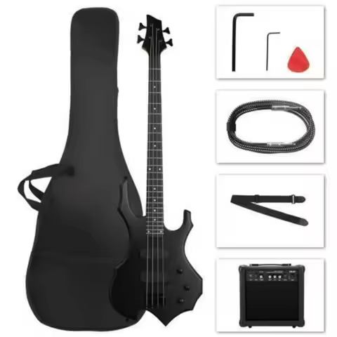 School Band 44" Matt Electric Bass Guitar Basswood ,20W Amp,Carry Bag,Tool,Strap