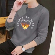 ADULT MEN'S LONG-SLEEVED TOP T-SHIRT WITH HUSTER AT HEART MOTIF, TRENDY DTF PRINT