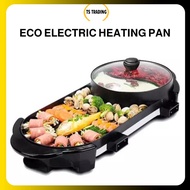 Electric Large Korean Pan Grill BBQ Grill Nonstick Pan with Shabu Shabu BBQ Steamboat Hot Pot Frying Pan (2 in 1)