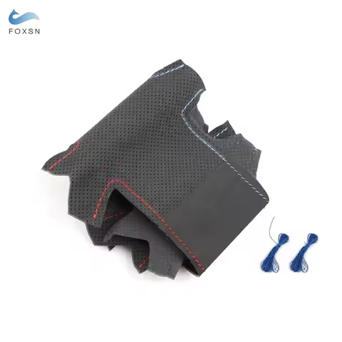 Suede Leather Steering Wheel Cover with red blue line For BMW M Sport 3 5 Series E46 2000-2004 Coupe