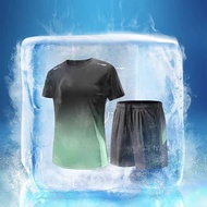 Women Gradient T-shirt+Drawstring Shorts Korean Women Sports Set Outdoor Short Sleeve Set Top/Short 