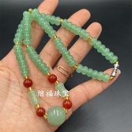 Dongling Jade Safe Buckle Jade Necklace Grass Green Abacus Bead Women Necklace Pendant Jade Buckle C