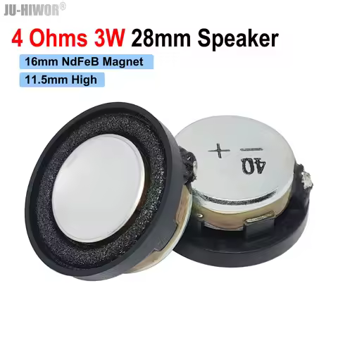 2pcs 4Ohms 3W 28mm Round 16mm Core Neodymium Magnetic 11.5mm High Speaker 1.1 inch bluetooth Portabl