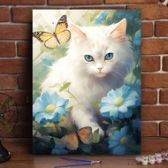 JINYOU cute cat paint by number fill and color diy girl birthday gift handmade painting healing decorative painting 20x30/30x40cm