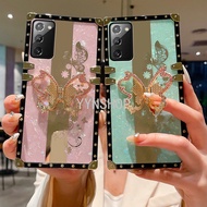 YYN Case For Samsung Galaxy Note 20 Ultra Note10+ Note9 Note8 Casing mirror face pattern butterfly holder Shockproof  Phone Case hard case Cover