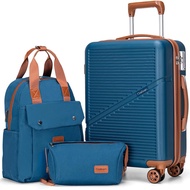 3-Piece Carry On Luggage Set 22x14x9 Airline Approved, 20 Inch Lightweight ABS Suitcases with Wheels