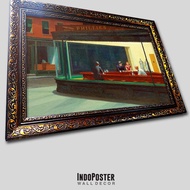 Nighthawks Classic Famous Painting Poster - Edward Hopper, 1942 Carved Frame A2