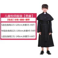 Halloween Kids Performance Costume Adult Nuns Outfit Boy Priest Robe Godfather Priest Missionary Par