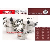 HORSE DOUBLE HANDLE STAINLESS STEEL POT 22CM-32CM PERIUK KELULI