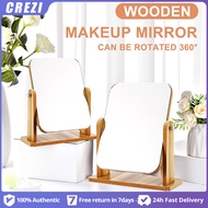 Wooden Desk Mirror，High-Definition Portable Foldable Dressing Make Up Mirror 360 Degree Swivel Minimalistic Table Mirror Folding Beauty Mirror Student Dormitory Desktop Mirror