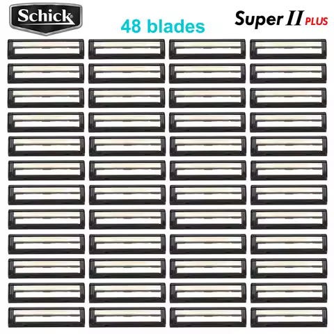 48 Blades Original Genuine Schick Super II PLUS Face Razor Blades Double lubrication Vitamin B5 Lubr