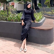 DRESS SERUT SATIN | GAMIS SERUT ABELIA DRESS | BAJU KONDANGAN BRIDESMAID WANITA SATIN SILK