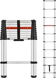 ICARRY Telescoping Ladder 9.8 FT Aluminum Ladder, 250lb Capacity Safety Extension Ladder, Soft Close