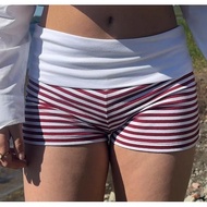 Women's Summer Striped Shorts - High Waisted Stretch Fabric Athleisure