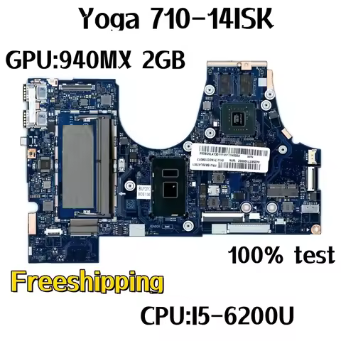 BIUY2_Y3 LA-D471P For Lenovo Yoga 710-14ISK Laptop Motherboard CPU:I5-6200U GPU:940MX 2GB DDR4 Mainb