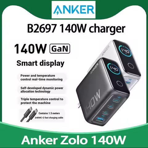 Brand New Anker Zolo 140W GaN Charger AI Display Screen Four-Port Fast Charge Mobile Phone Chargers 