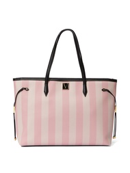 VS Victoria's Secret iconic pink stripe carryall tote bag