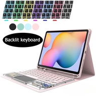 Magnetic Crystal Backlit Touchpad Keyboard Case for Samsung Galaxy Tab S9 FE S8 S7 S6 Lite A9 Plus A