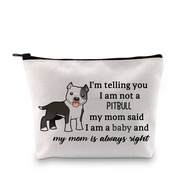 JNIAP Pitbull Dog Cosmetic Bag Pitbull Lover Owner Gift I Am Not a Pitbull I Am a Baby Makeup Pouch 