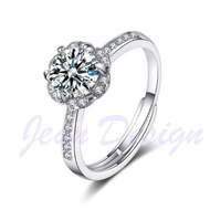 Simulation Moissanite Diamond Ring Six Prongs One Carat Pt950 Live Couple Ring Female 仿真莫桑石钻戒六爪一克拉Pt