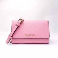 2024SS 新款 MICHAEL KORS Jet Set Travel Saffiano Leather Smartphone Crossbody Bag 專櫃款 防刮皮 WOC手拿/斜背包-粉 