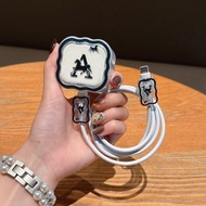 3pcs Set Data Cable Charger Protector Case, UV Painted Wave & 26 Letter Pattern A/B/C/D/E/F/G/H/Y/J/