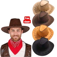 ADULT COWBOY HAT SET WITH STRAP COWBOY/ SET | UNISEX CAP ADULT COWBOY COSTUME COWBOY SET RANCH HAT