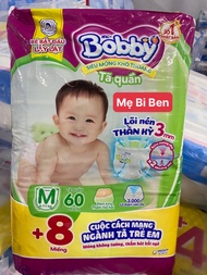 [Đủ Size] Tã Quần Bobby Siêu Thoáng M60/L52/XL48/XXL44 Miếng