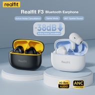 Realfit F3 Earbuds TWS Bluetooth Earphone -38dB Noise Cancellation Sport Headset 360° Spatial Sound 