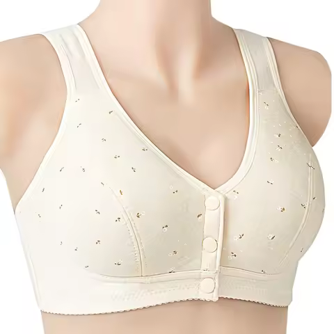 Comfortable Soft Cotton Bra Women Front Closure Camisole Bras Big Size 36-46 B C Cup Middle Age Wome