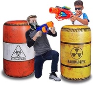 2 Barrels Inflatables, Combat Battlefield Compatible with Nerf, Laser tag, Water Gun, Dart Gun, Perf