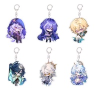 Honkai: Star Rail game keychain characters Xianyun, Aventurine, Black Swan, Acheron