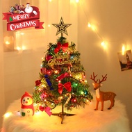 EG【Ready Stock】50cm Small Table Christmas Tree with LED Light Home Decoration Artificial Pine Tree with Ornaments Xmas Decoration New Year Gift