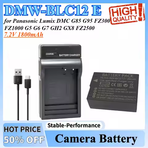 DMW-BLC12 E PP BP51 DC12 Battery + Charger for Panasonic Lumix DMC G85 G95 FZ300 FZ1000 G5 G6 G7 GH2