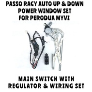 🇯🇵🇯🇵   Ori Passo Racy Auto Up &amp; Down Power Window Set For Perodua Myvi / Main Switch Complete With Regulator &amp; Wiring